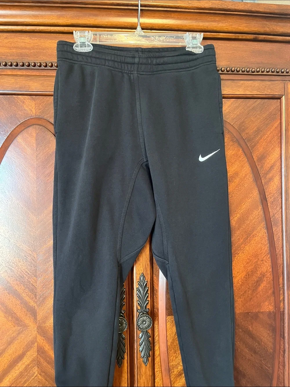 Nike Black Men’s Jogger Sweatpants with White Swoosh